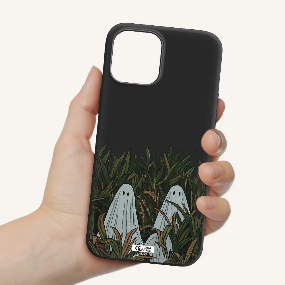 a group of ghosts in a field of grass Apple iPhone 12 pro Silicone black Case