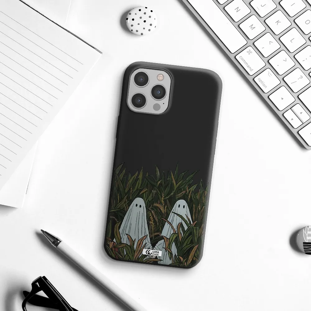 a group of ghosts in a field of grass Apple iPhone 12 pro Silicone black Case