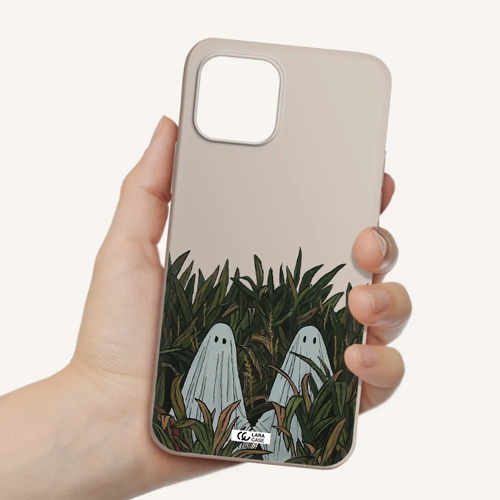 a group of ghosts in a field of grass Apple iPhone 12 Silicone Stone Case