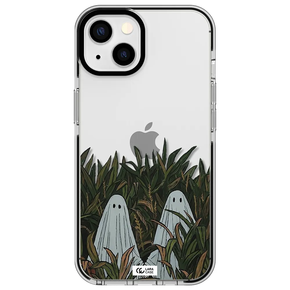 a group of ghosts in a field of grass Apple iPhone 13 impact black border Case