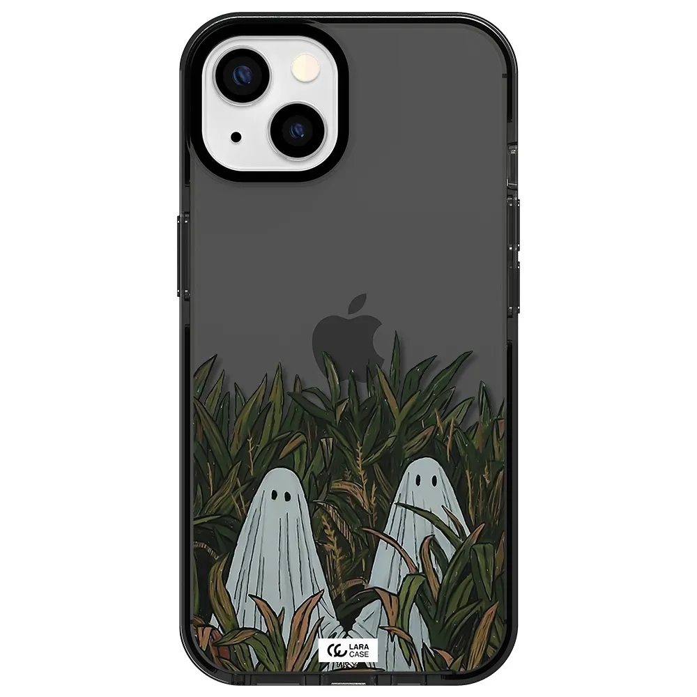 a group of ghosts in a field of grass Apple iPhone 13 impact Smoke Black Case