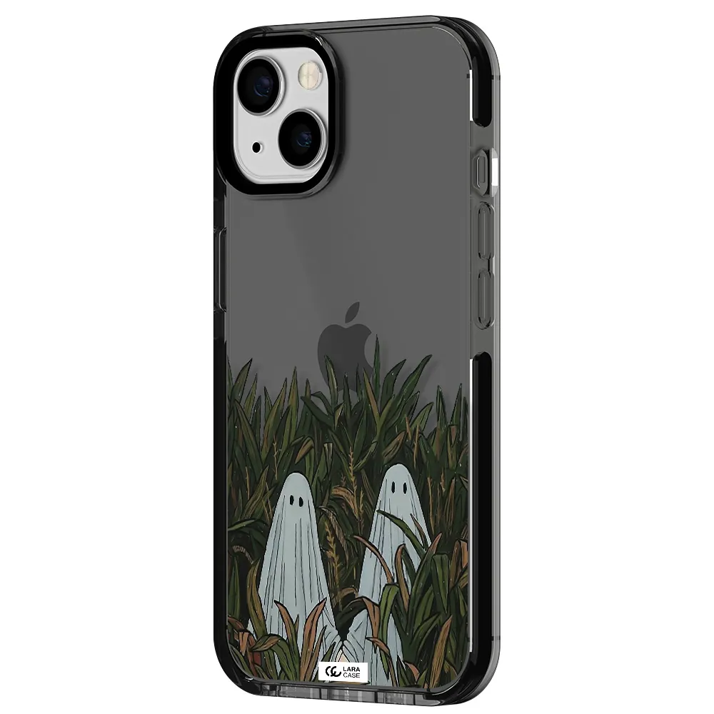 a group of ghosts in a field of grass Apple iPhone 13 impact Smoke Black Case