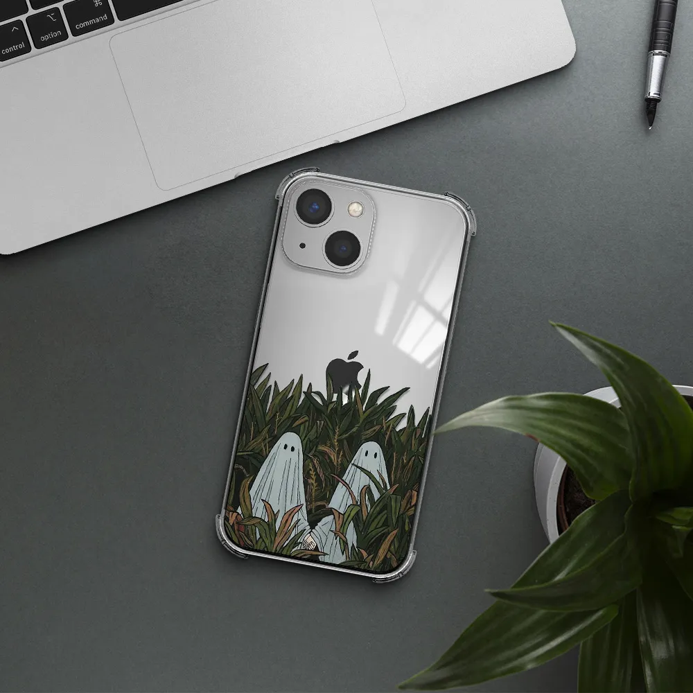 a group of ghosts in a field of grass Apple iPhone 13 mini Clear PC Case