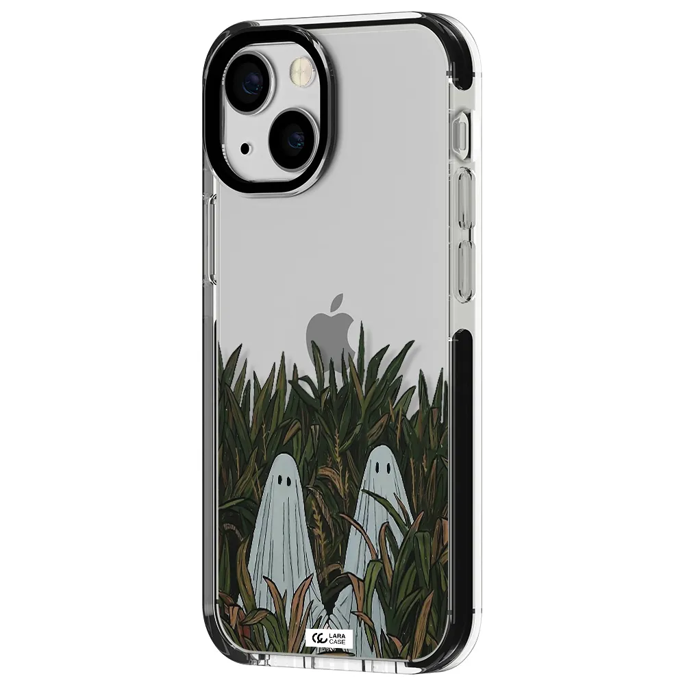 a group of ghosts in a field of grass Apple iPhone 13 mini impact black border Case