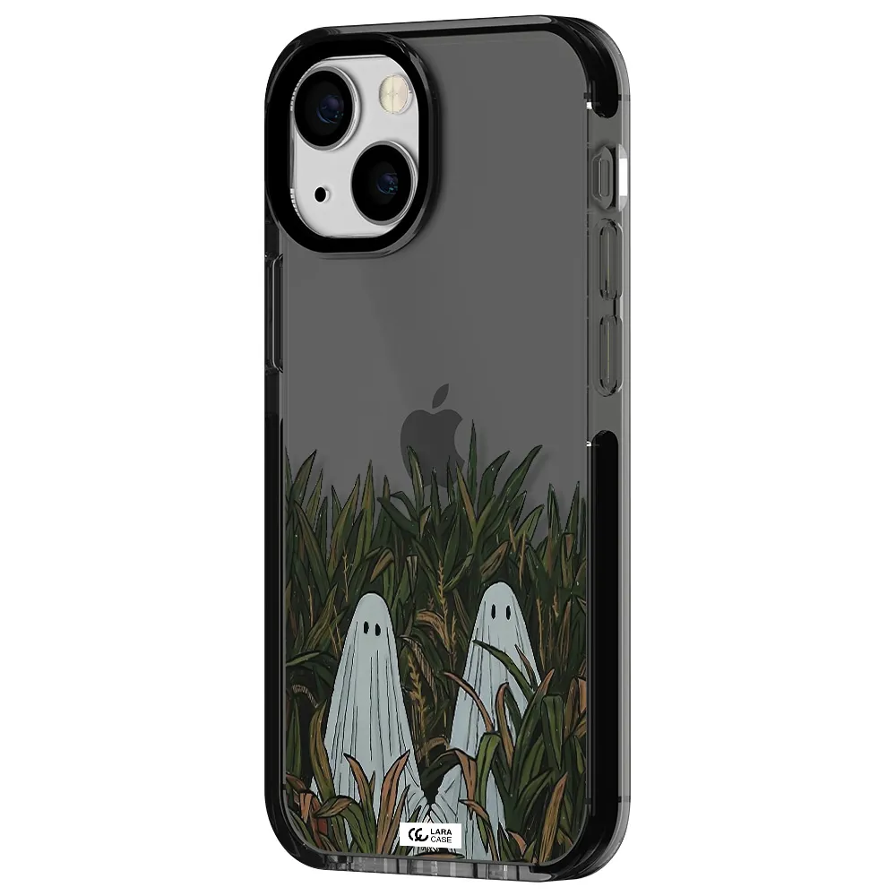 a group of ghosts in a field of grass Apple iPhone 13 mini impact Smoke Black Case