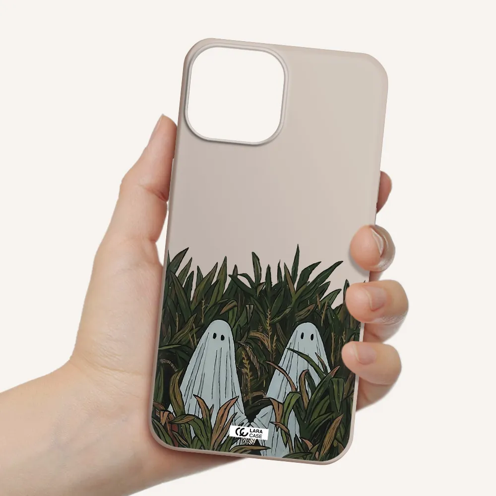 a group of ghosts in a field of grass Apple iPhone 13 mini Silicone Stone Case