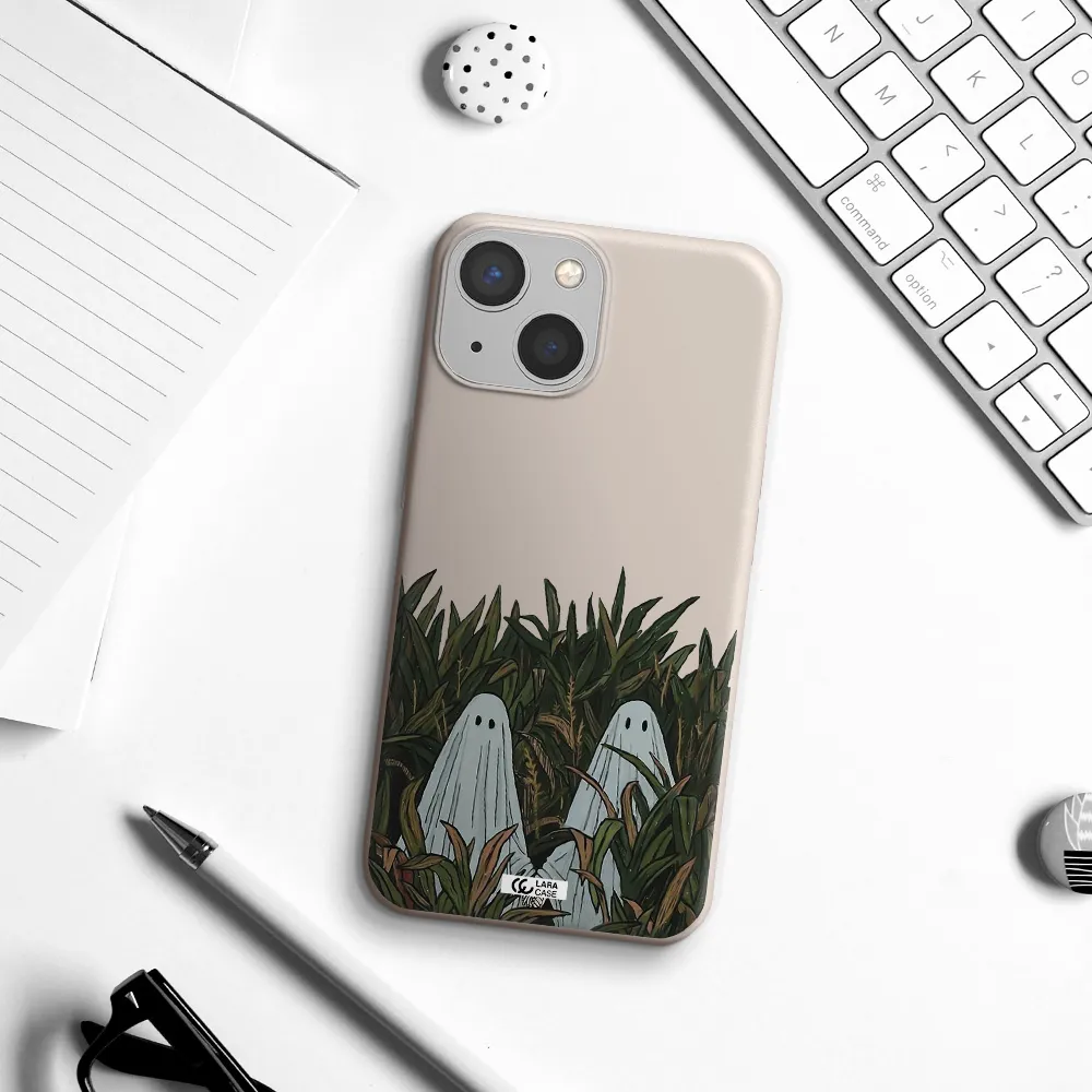 a group of ghosts in a field of grass Apple iPhone 13 mini Silicone Stone Case