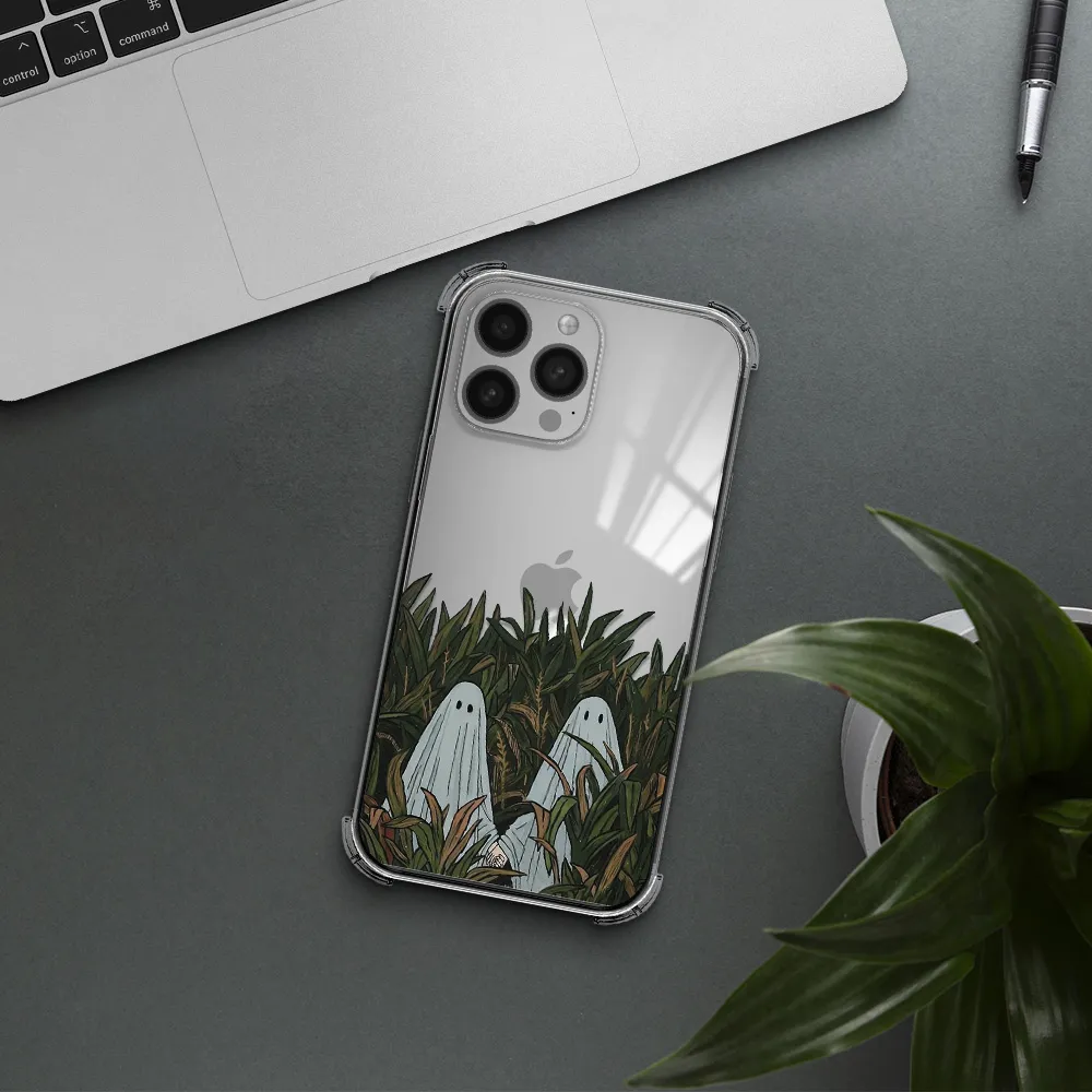 a group of ghosts in a field of grass Apple iPhone 13 Pro Clear PC Case