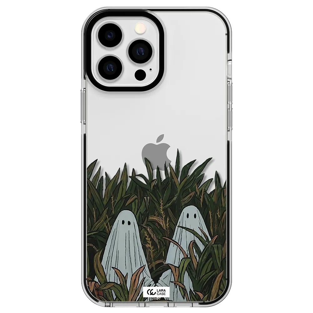 a group of ghosts in a field of grass Apple iPhone 13 Pro Max impact black border Case