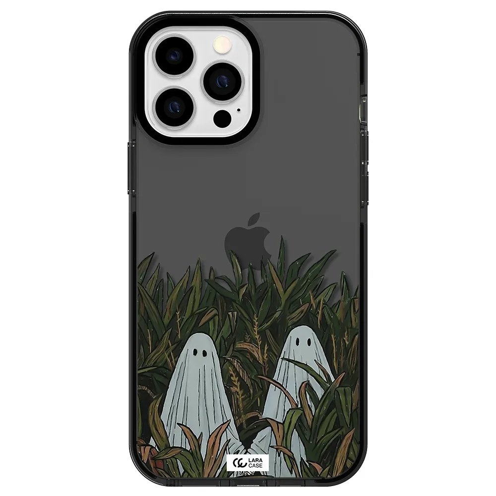 a group of ghosts in a field of grass Apple iPhone 13 Pro Max impact Smoke Black Case