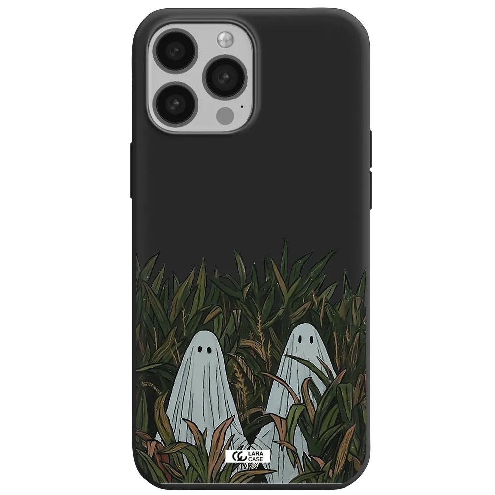 a group of ghosts in a field of grass Apple iPhone 13 Pro Max Silicone black Case