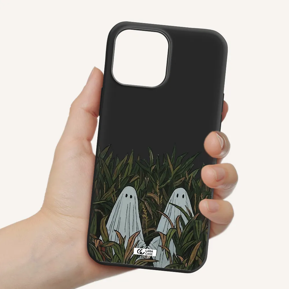 a group of ghosts in a field of grass Apple iPhone 13 Pro Max Silicone black Case