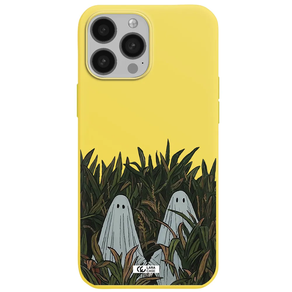 a group of ghosts in a field of grass Apple iPhone 13 Pro Max Silicone canary yellow Case