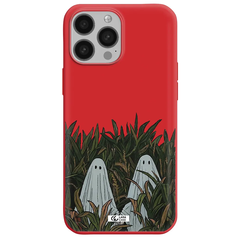 a group of ghosts in a field of grass Apple iPhone 13 Pro Max Silicone Imperial Red Case
