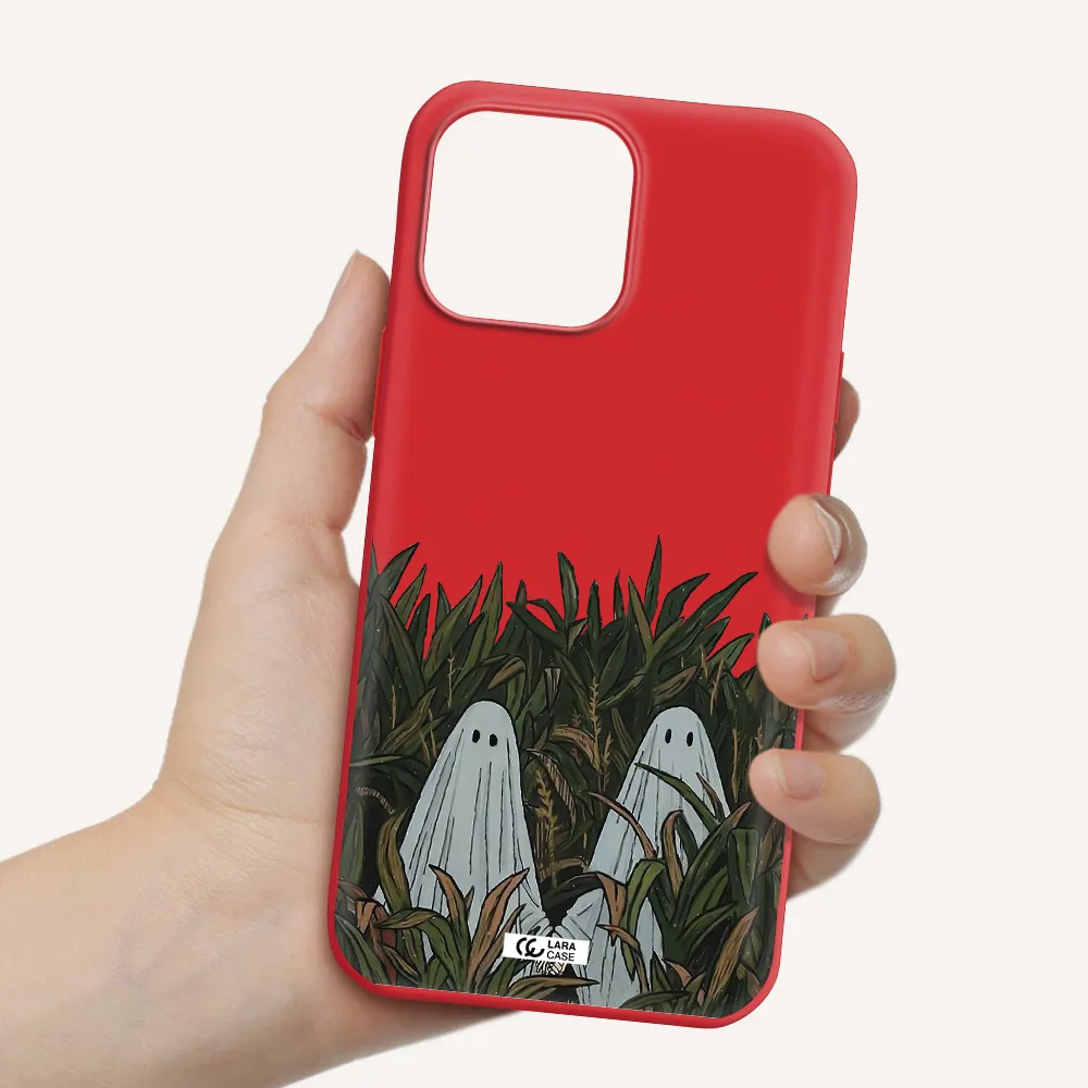 a group of ghosts in a field of grass Apple iPhone 13 Pro Max Silicone Imperial Red Case