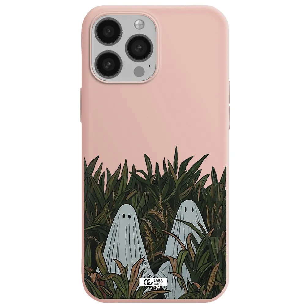 a group of ghosts in a field of grass Apple iPhone 13 Pro Max Silicone pastel pink Case
