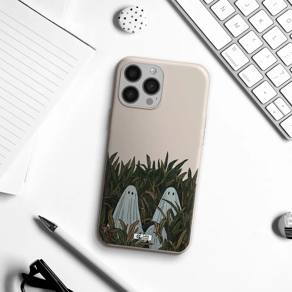 a group of ghosts in a field of grass Apple iPhone 13 Pro Max Silicone Stone Case