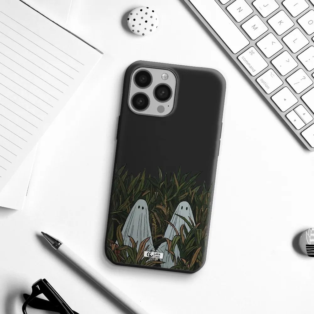 a group of ghosts in a field of grass Apple iPhone 13 Pro Silicone black Case