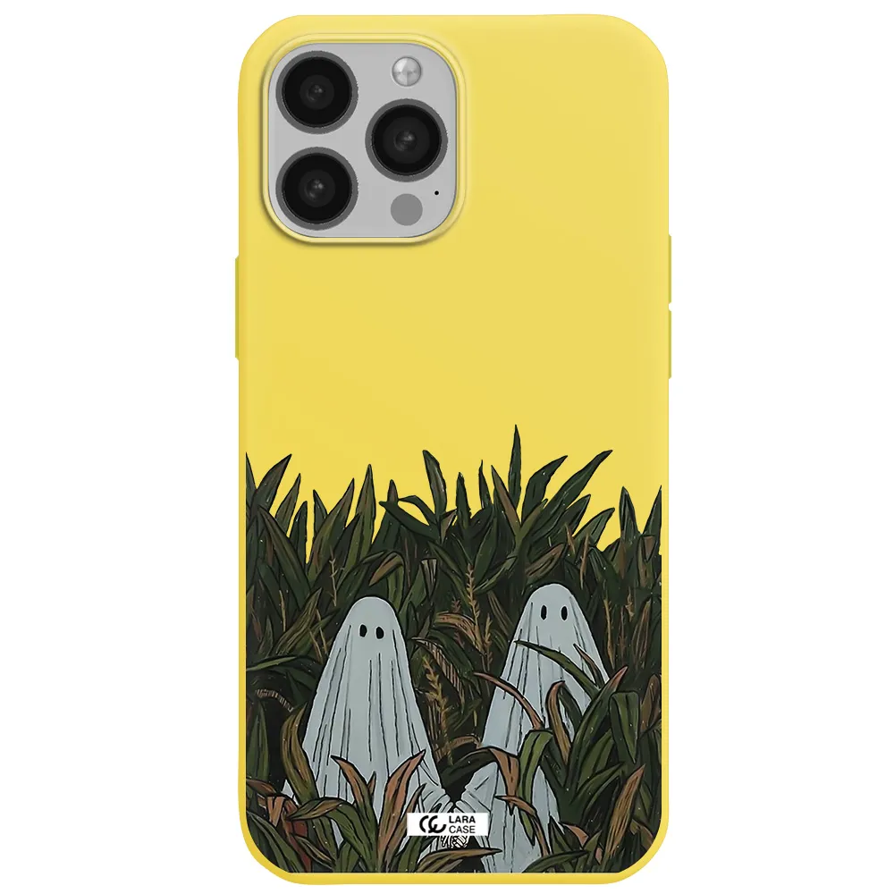 a group of ghosts in a field of grass Apple iPhone 13 Pro Silicone canary yellow Case