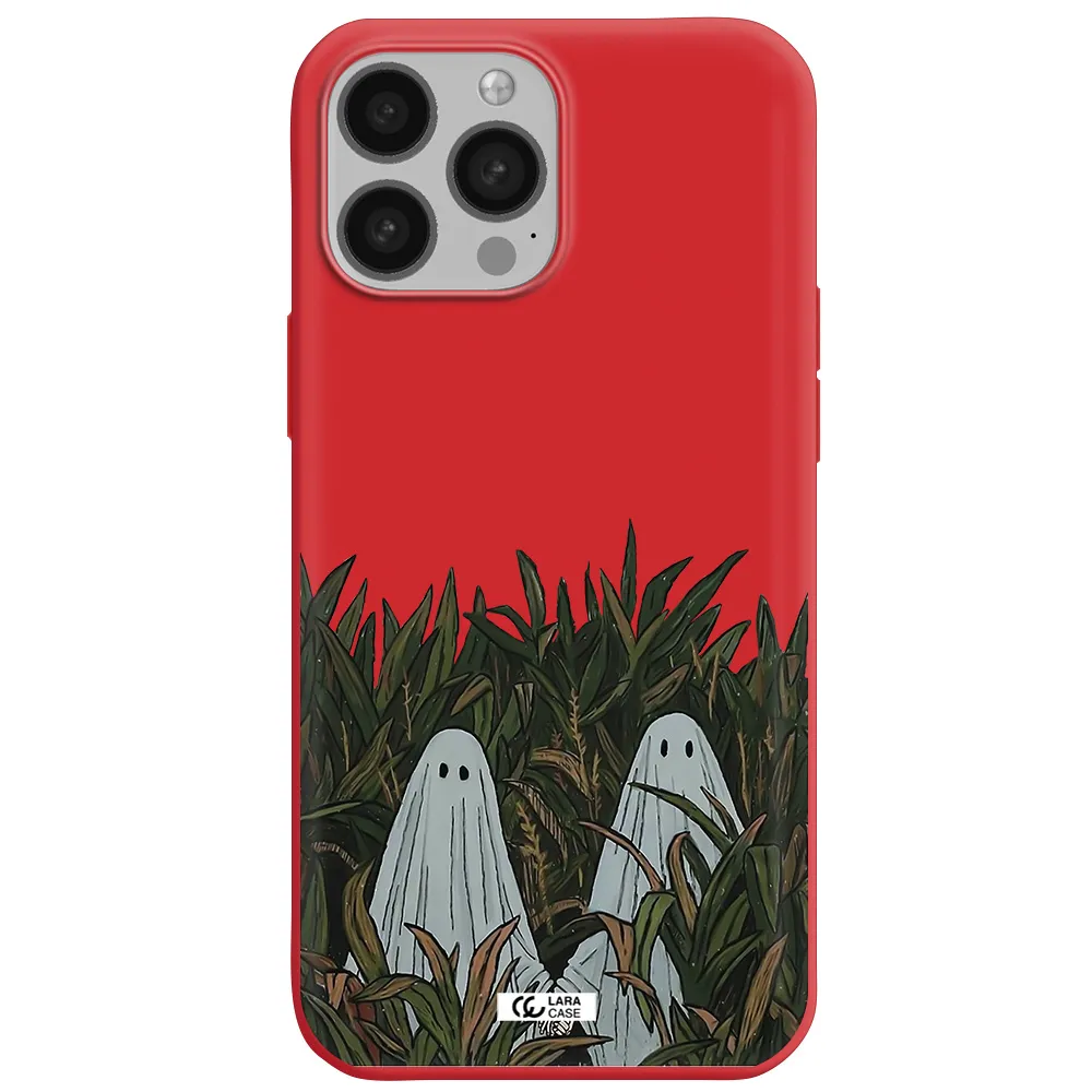 a group of ghosts in a field of grass Apple iPhone 13 Pro Silicone Imperial Red Case