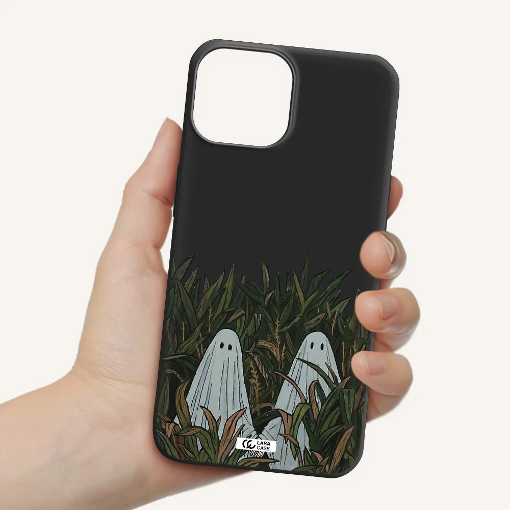 a group of ghosts in a field of grass Apple iPhone 13 Silicone black Case