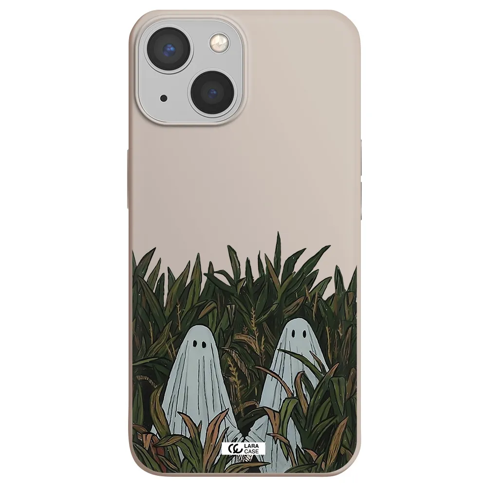 a group of ghosts in a field of grass Apple iPhone 13 Silicone Stone Case