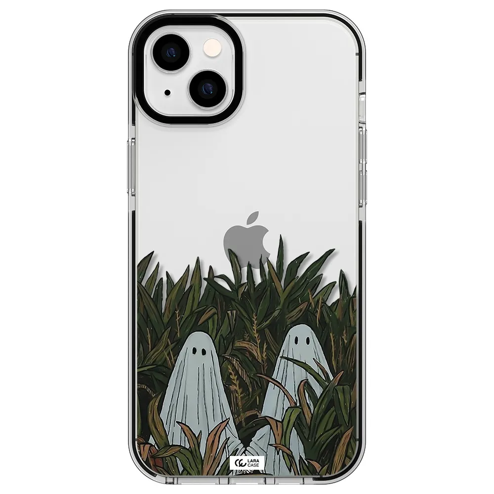 a group of ghosts in a field of grass Apple iPhone 14 plus impact black border Case