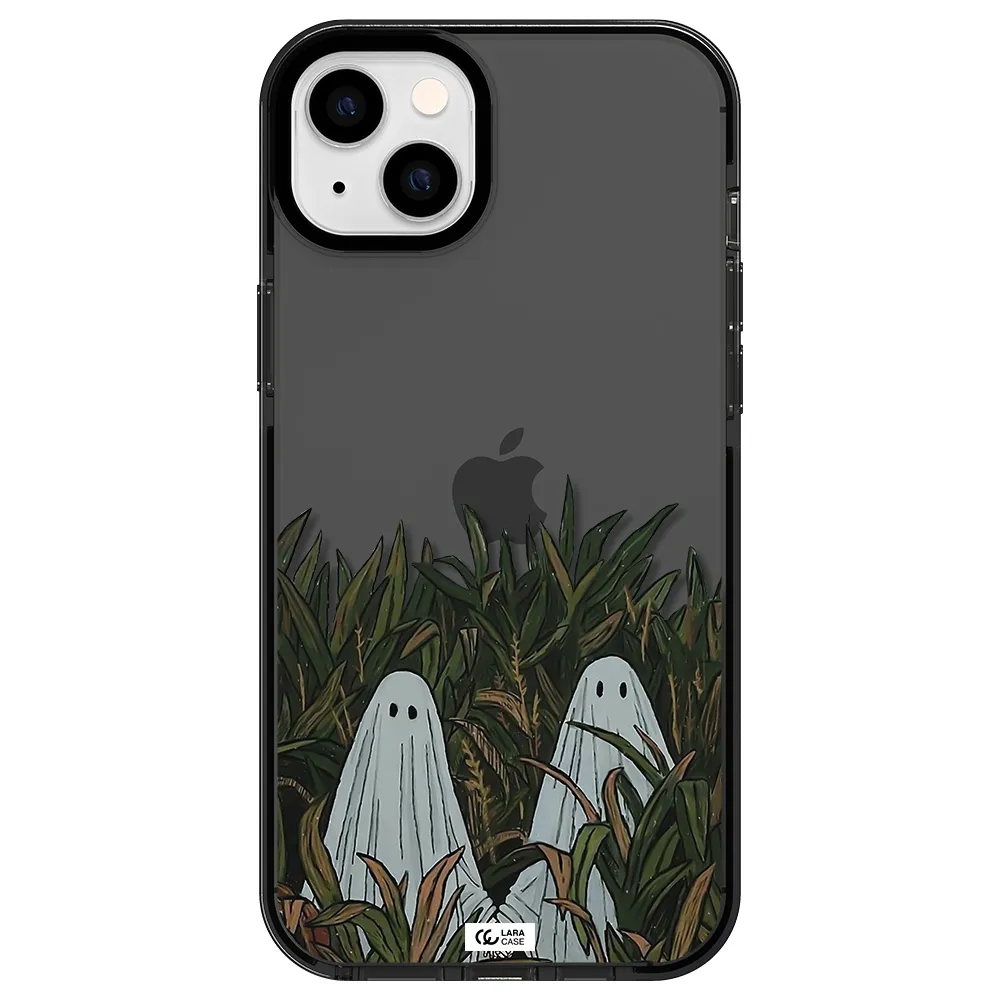 a group of ghosts in a field of grass Apple iPhone 14 plus impact Smoke Black Case