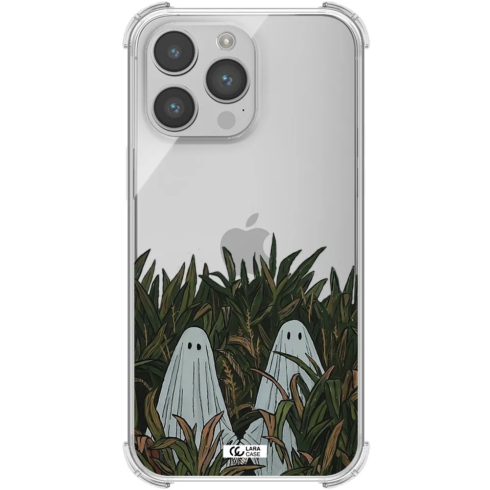 a group of ghosts in a field of grass Apple iPhone 14 pro max Clear PC Case