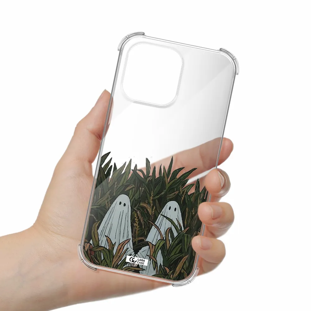 a group of ghosts in a field of grass Apple iPhone 14 pro max Clear PC Case