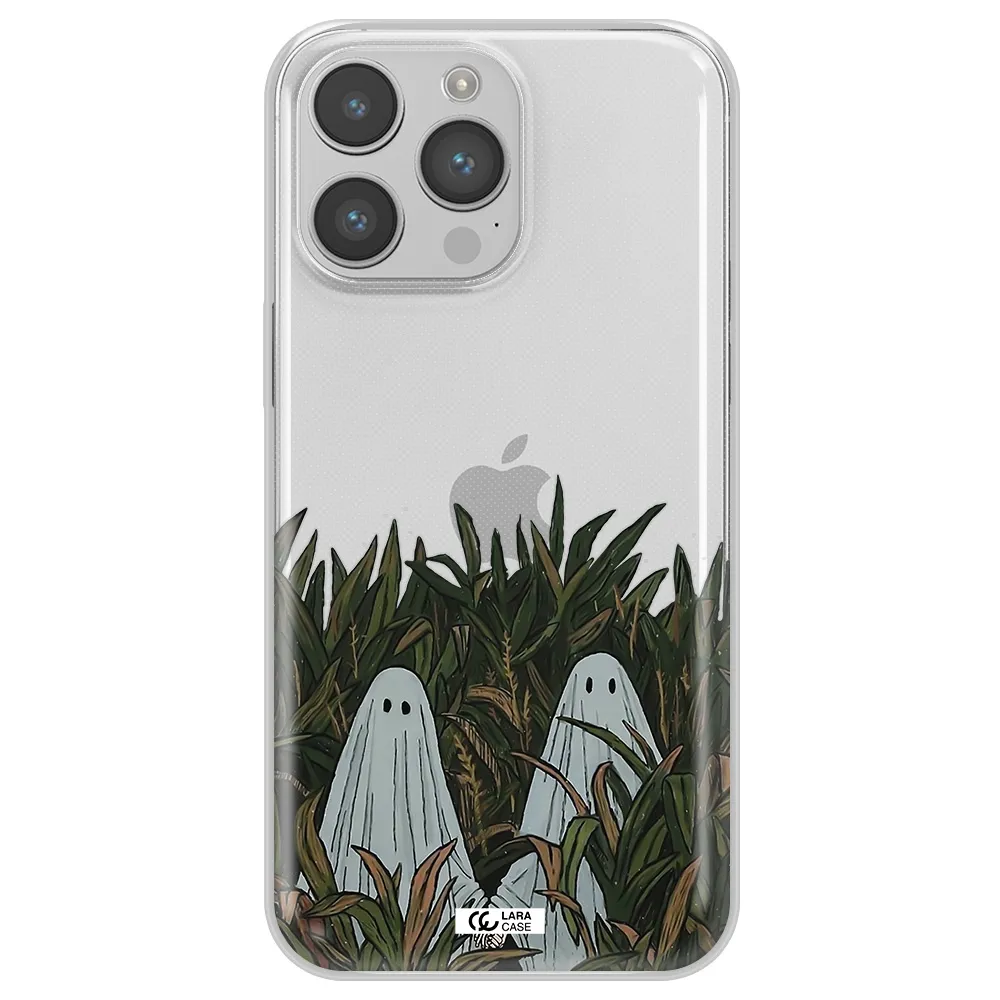 a group of ghosts in a field of grass Apple iPhone 14 pro max Clear TPU Case