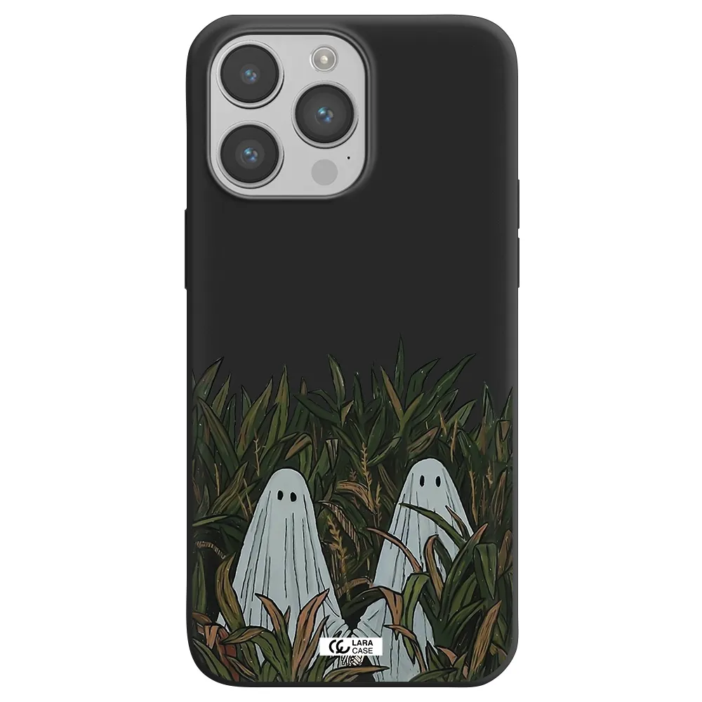 a group of ghosts in a field of grass Apple iPhone 14 pro max Silicone black Case