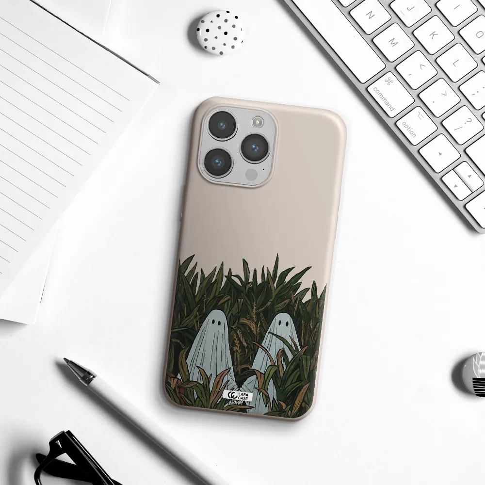 a group of ghosts in a field of grass Apple iPhone 14 pro max Silicone Stone Case