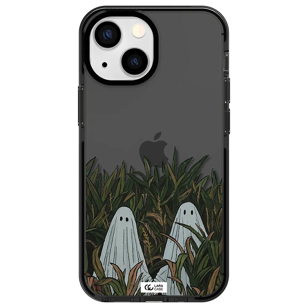 a group of ghosts in a field of grass Apple iPhone 15 impact Smoke Black Case