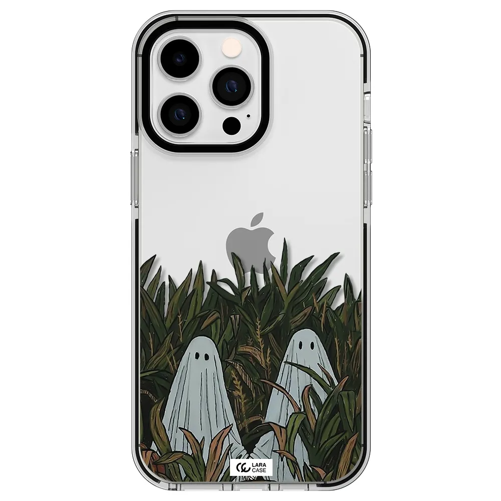 a group of ghosts in a field of grass Apple iPhone 15 Pro Max impact black border Case