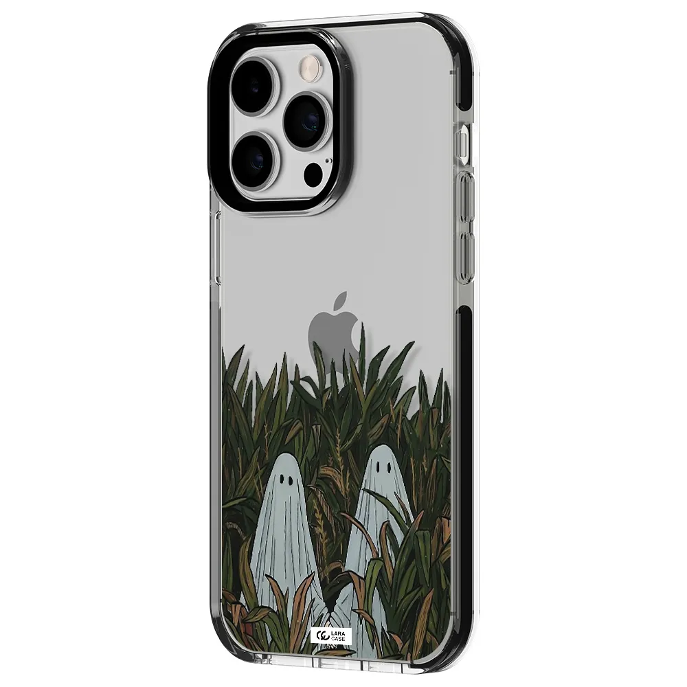 a group of ghosts in a field of grass Apple iPhone 15 Pro Max impact black border Case