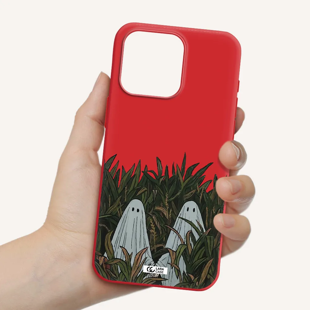A Group Of Ghosts In A Field Of Grass Apple Iphone 15 Pro Max Silicone Imperial Red Case
