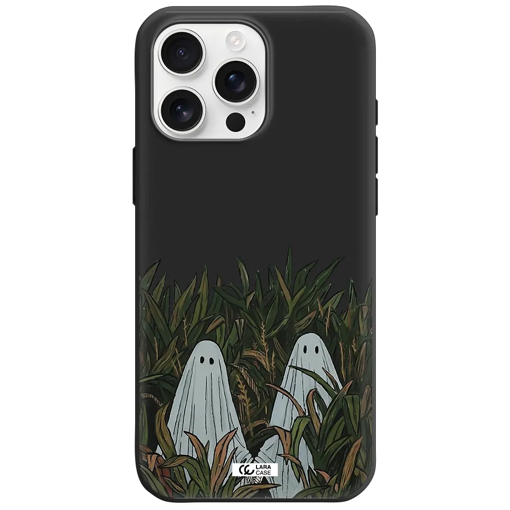 A Group Of Ghosts In A Field Of Grass Apple Iphone 16 Pro Max Silicone Black Case
