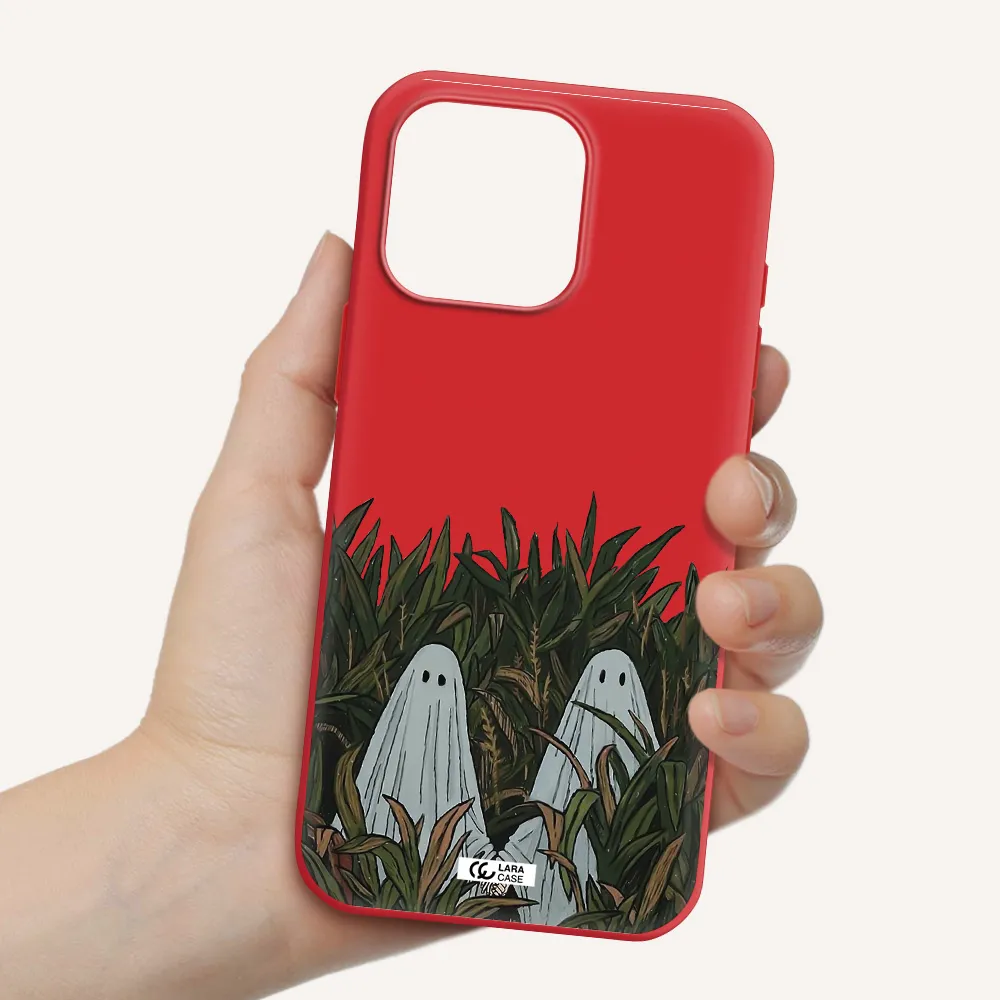 A Group Of Ghosts In A Field Of Grass Apple Iphone 16 Pro Max Silicone Imperial Red Case