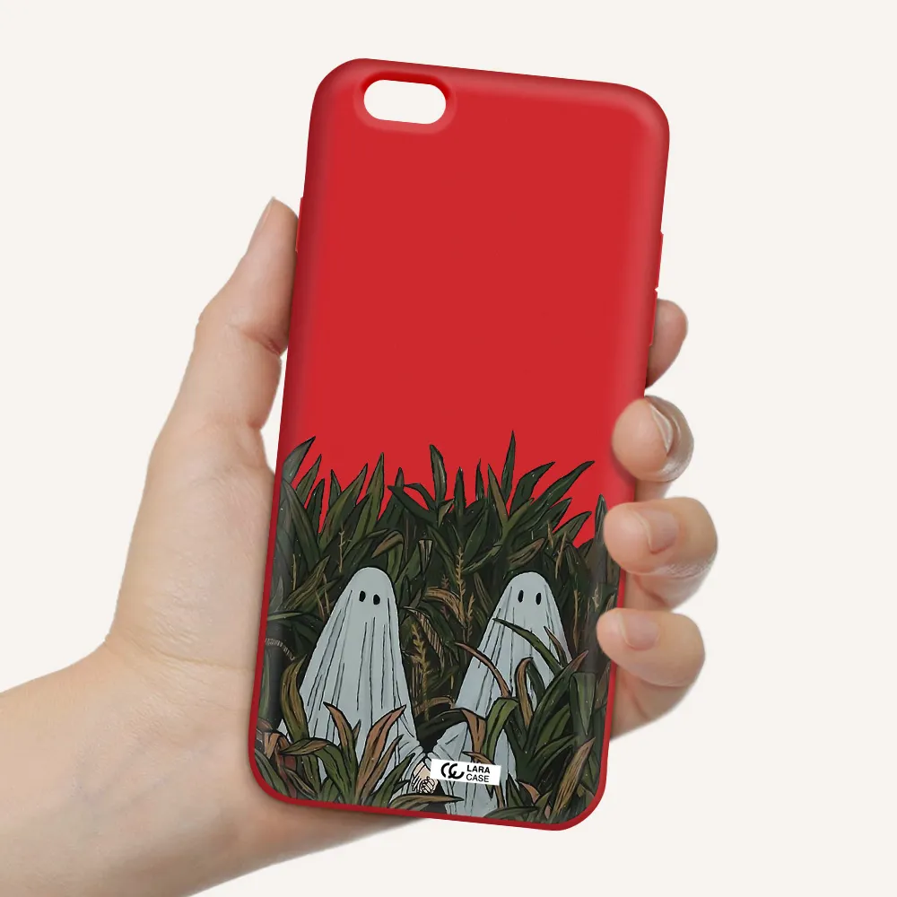 a group of ghosts in a field of grass Apple iPhone 6 s plus Silicone Imperial Red Case