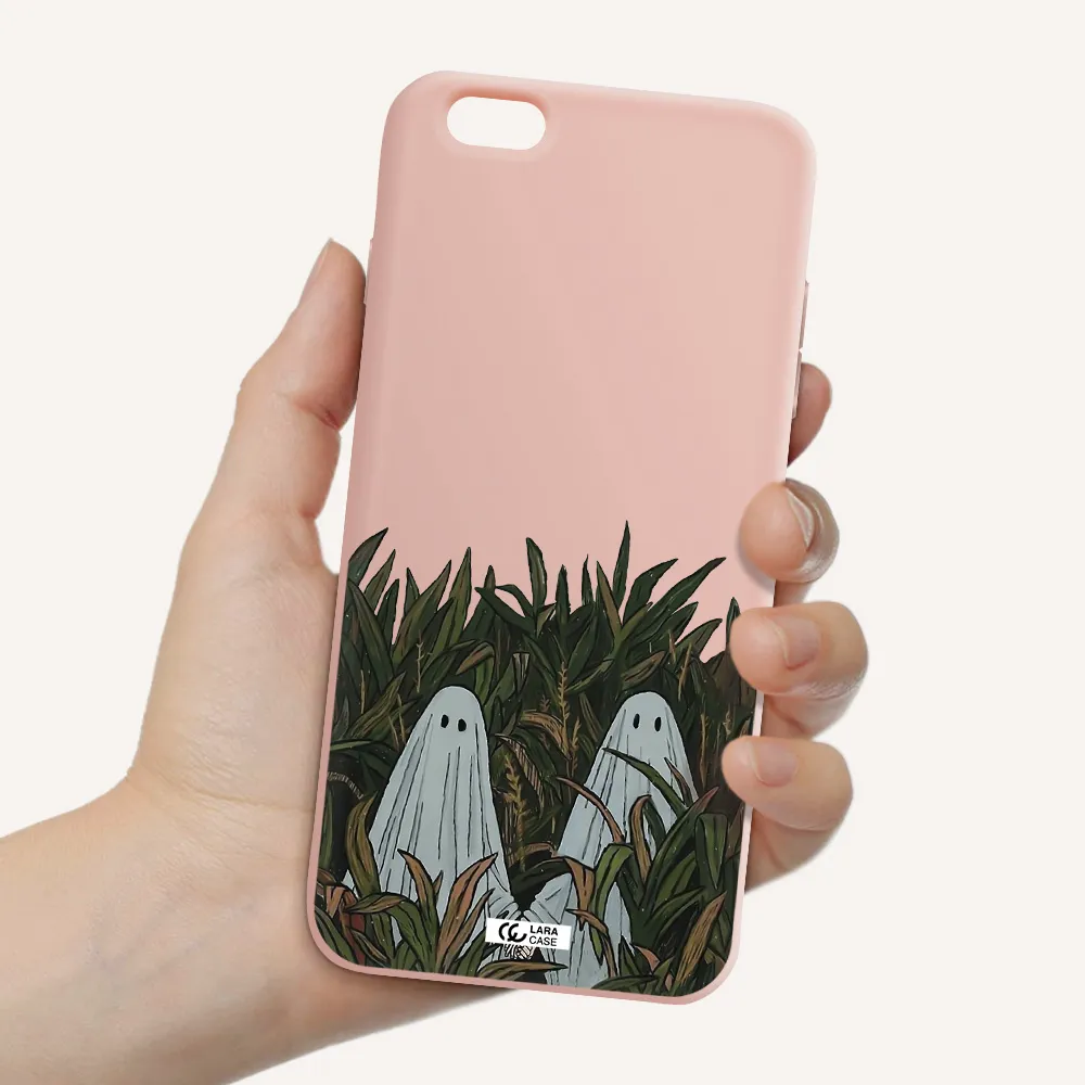 a group of ghosts in a field of grass Apple iPhone 6 s plus Silicone pastel pink Case