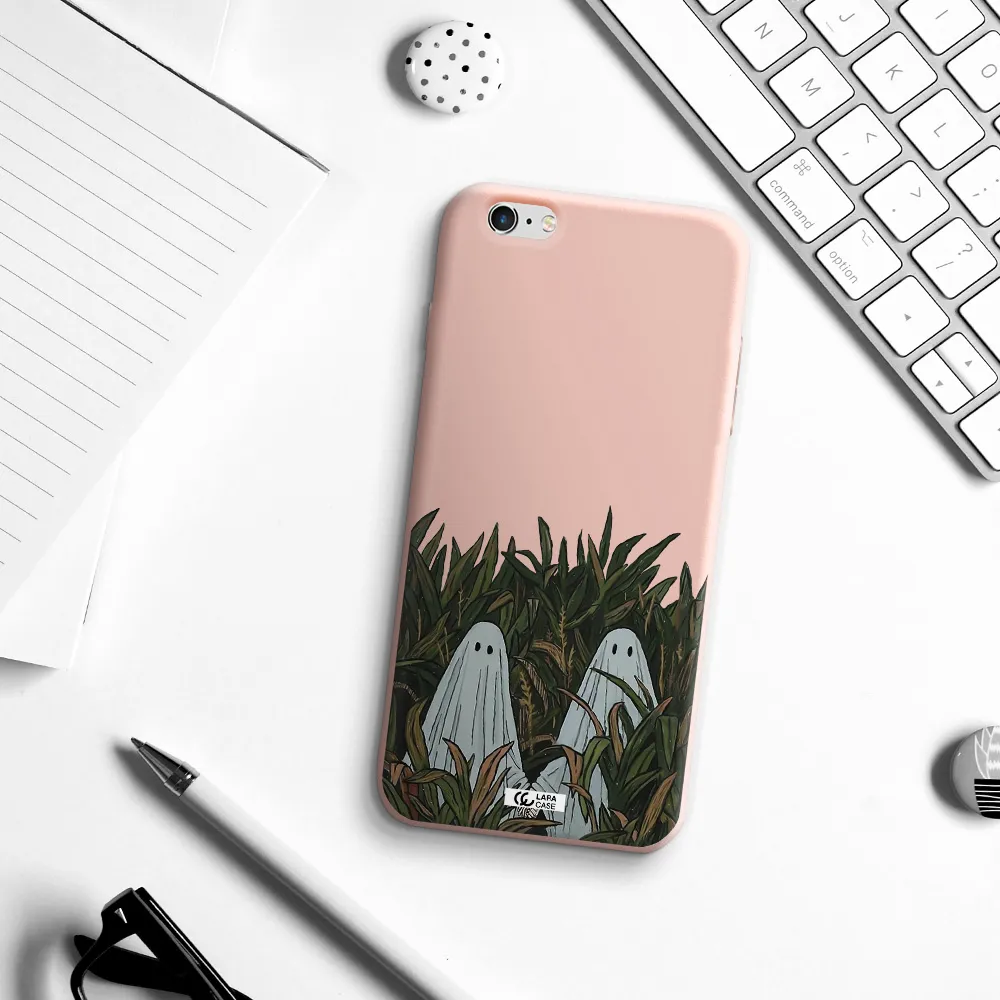 a group of ghosts in a field of grass Apple iPhone 6 s plus Silicone pastel pink Case