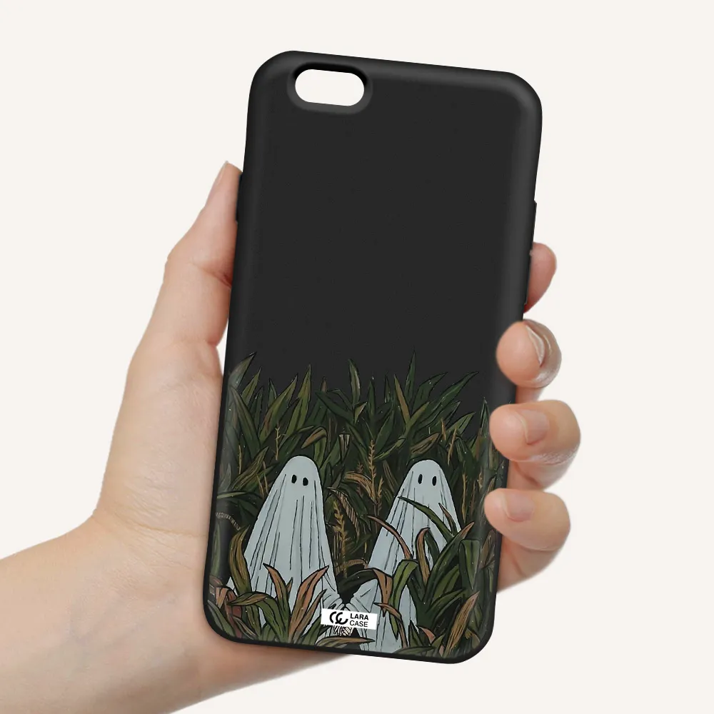a group of ghosts in a field of grass Apple iPhone 6 Silicone black Case