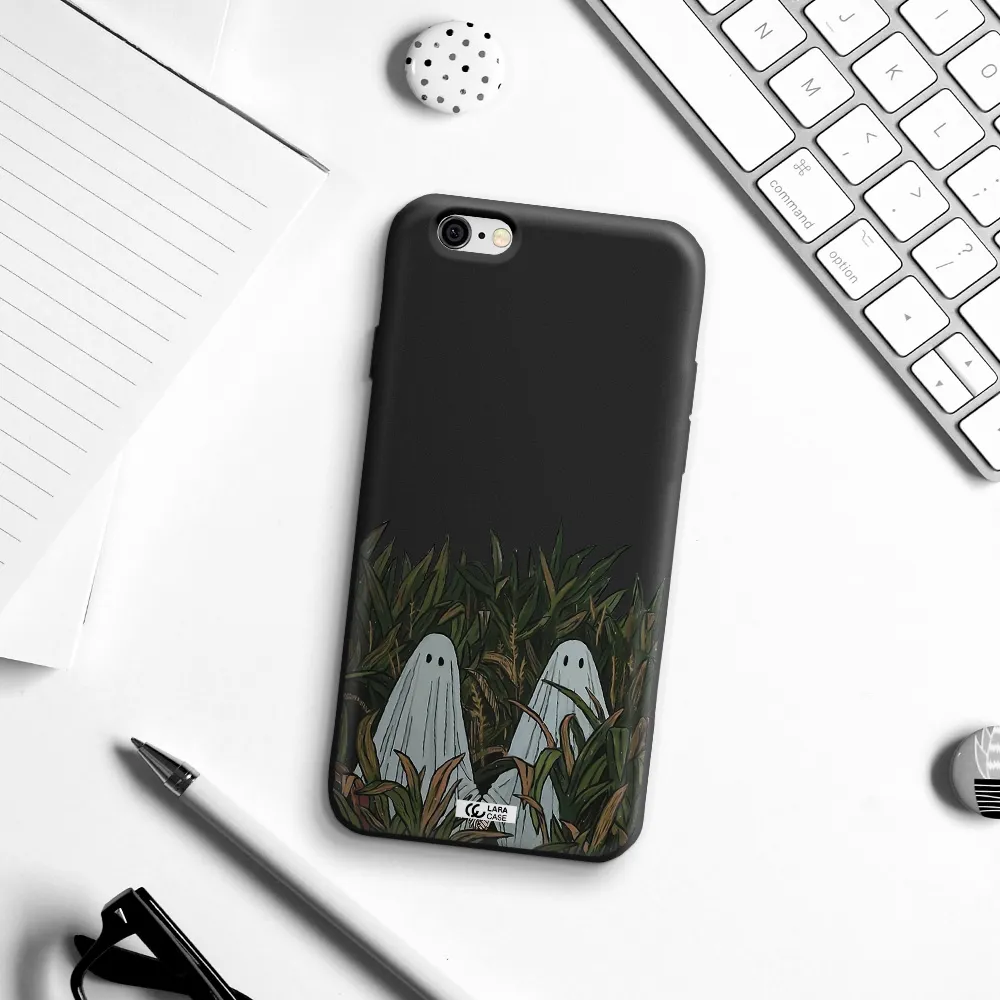 a group of ghosts in a field of grass Apple iPhone 6 Silicone black Case