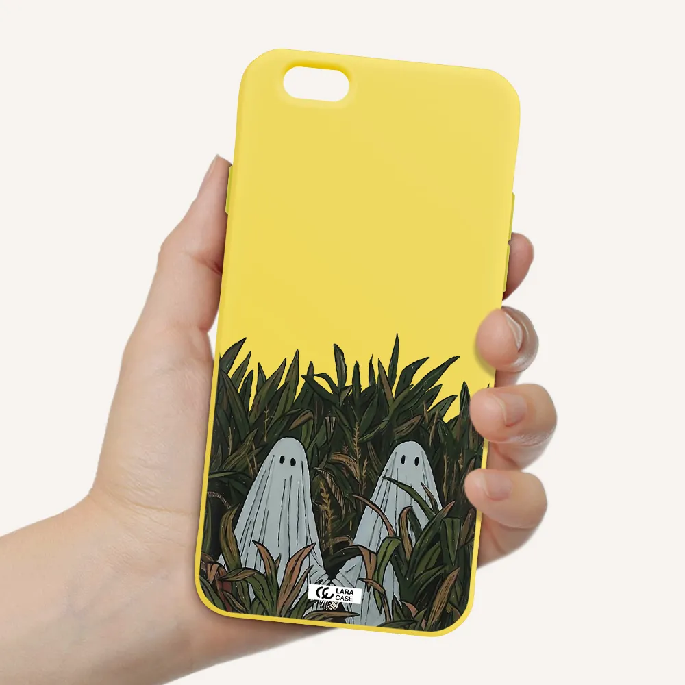 a group of ghosts in a field of grass Apple iPhone 6 Silicone canary yellow Case
