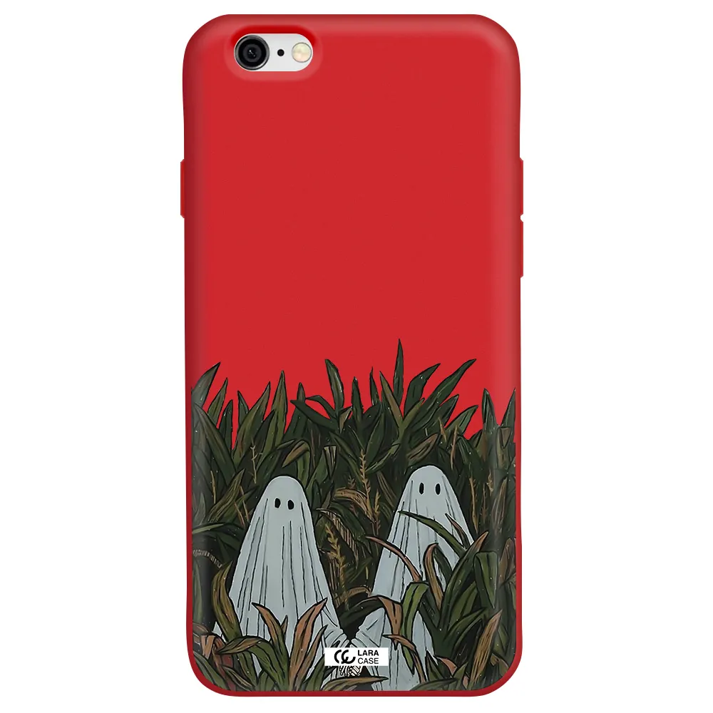 a group of ghosts in a field of grass Apple iPhone 6 Silicone Imperial Red Case