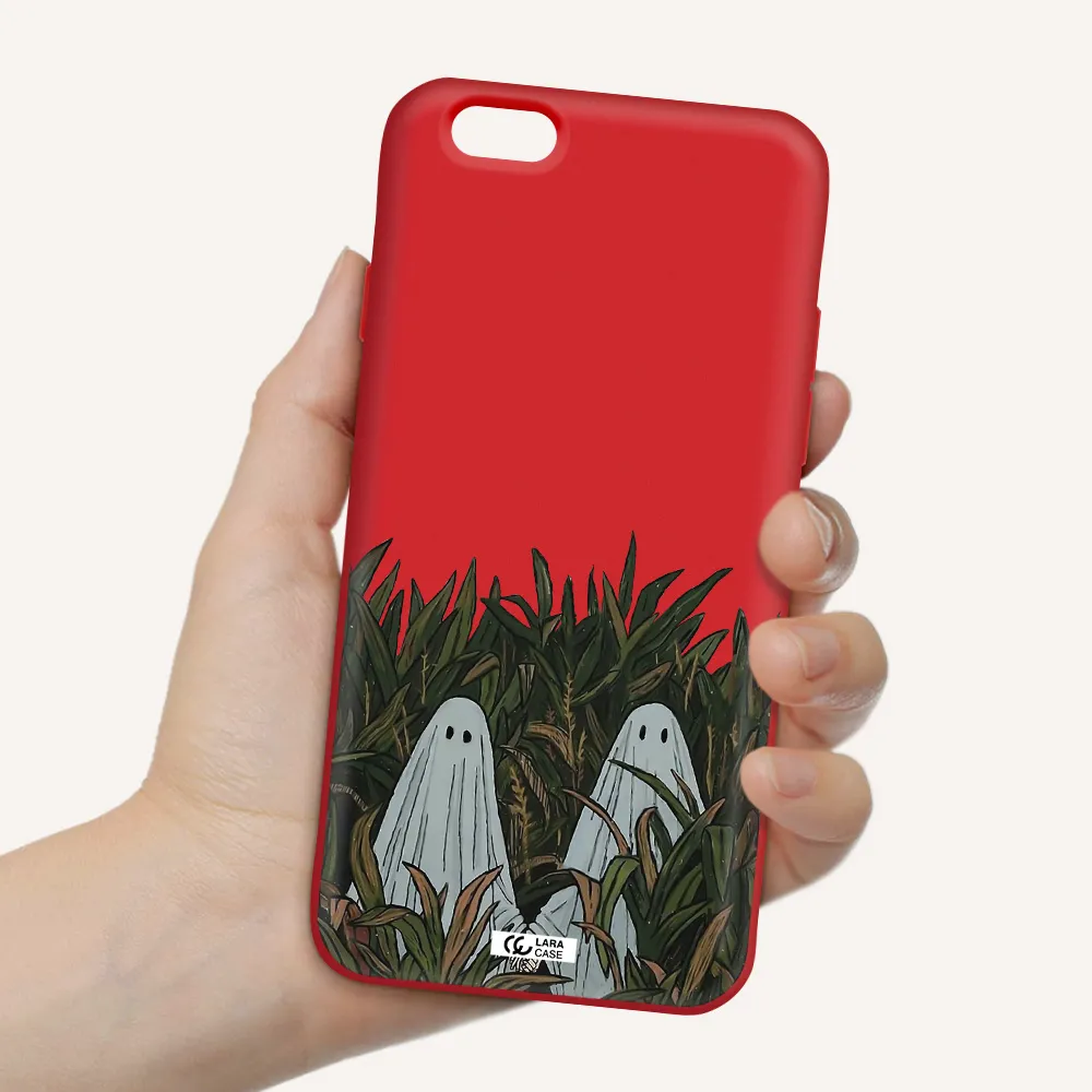 a group of ghosts in a field of grass Apple iPhone 6 Silicone Imperial Red Case