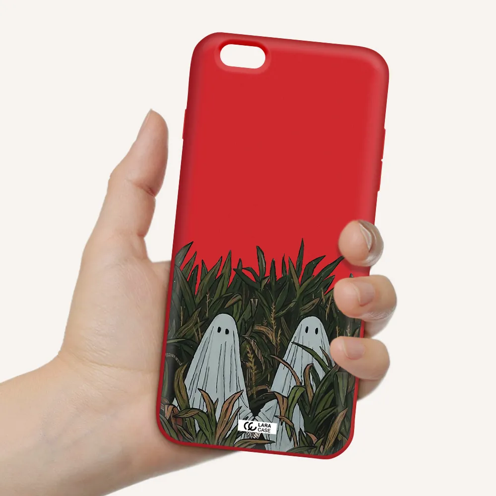 a group of ghosts in a field of grass Apple iPhone 6S Silicone Imperial Red Case