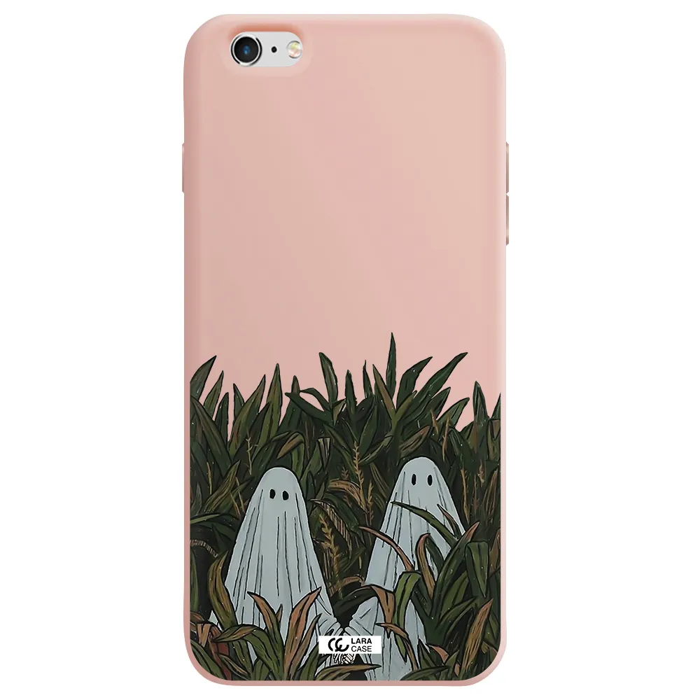 a group of ghosts in a field of grass Apple iPhone 6S Silicone pastel pink Case
