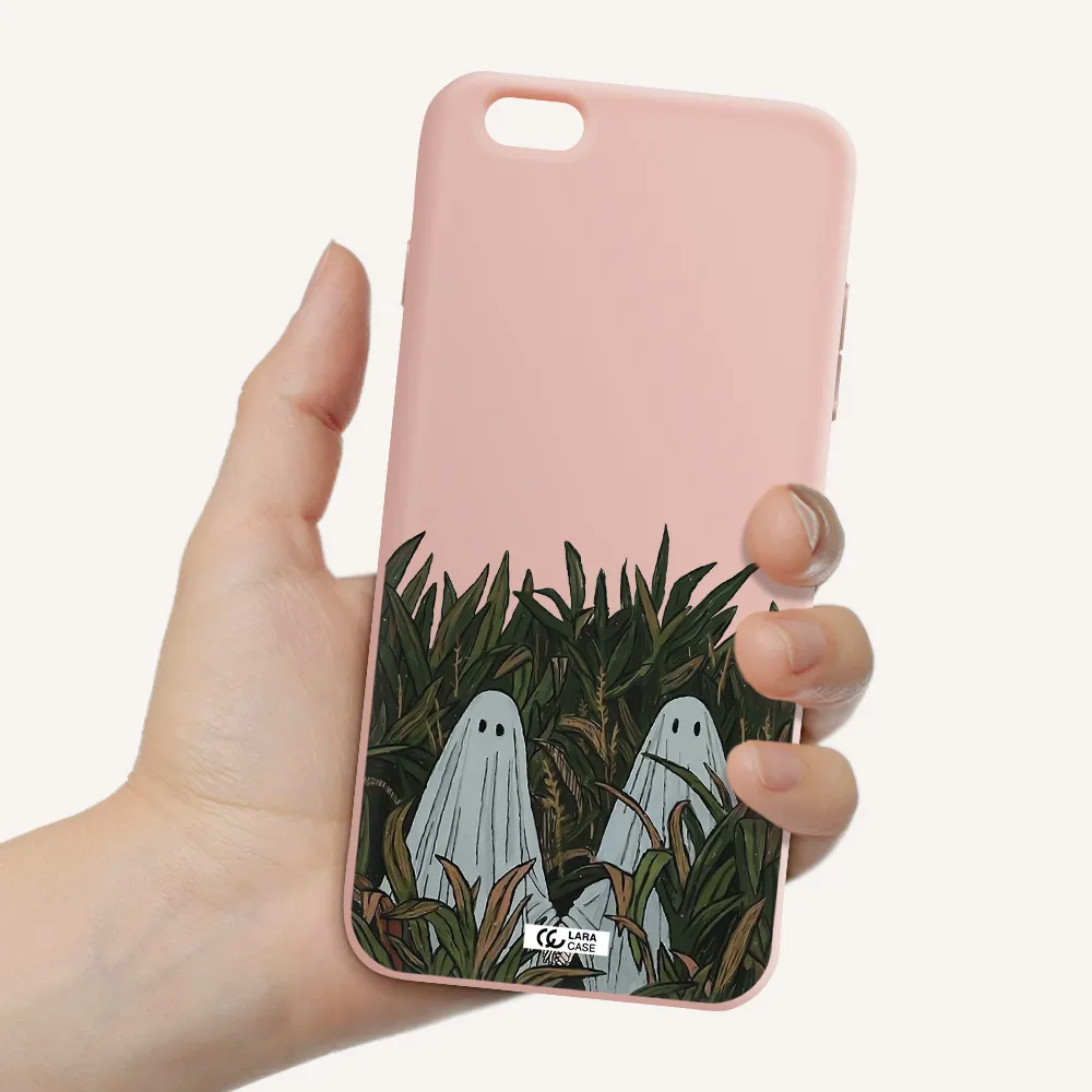 a group of ghosts in a field of grass Apple iPhone 6S Silicone pastel pink Case
